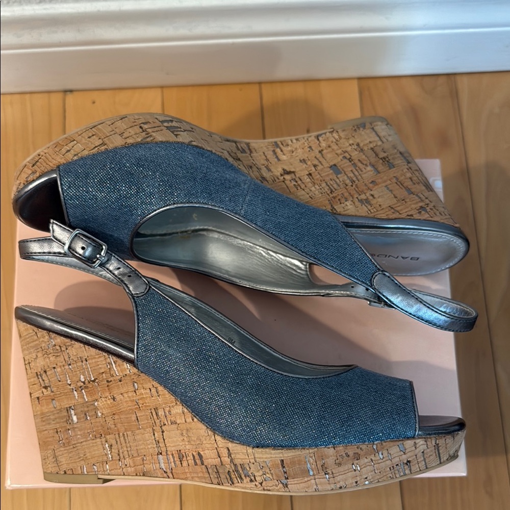 Bandolino Blue and Silver Wedge Sandals - Picture 2 of 3